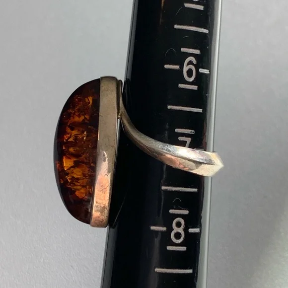 Designer ZIV Baltic Amber sterling ring size 7 - Picture 6 of 9